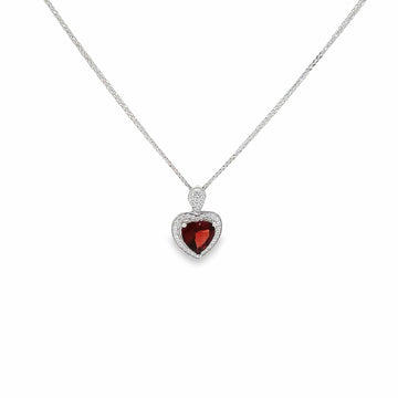 Baikalla Jewelry Silver Amethyst Necklace Garnet Baikalla™ Classic Heart Sterling Silver Natural Amethyst Citrine Garnet Necklace With CZ