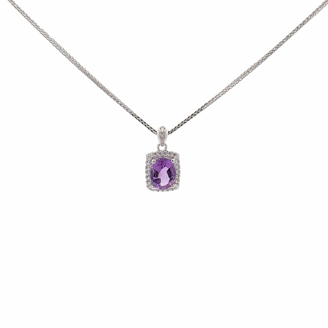 Baikalla Jewelry Silver Amethyst Necklace Amethyst Baikalla™ Classic Sterling Silver Natural Amethyst Citrine Topaz Necklace With CZ