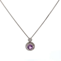 Baikalla Jewelry Silver Amethyst Necklace Amethyst Baikalla™ Classic Sterling Silver Natural Amethyst Citrine Necklace With CZ