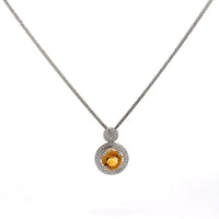 Baikalla Jewelry Silver Amethyst Necklace Citrine Baikalla™ Classic Sterling Silver Natural Amethyst Citrine Necklace With CZ