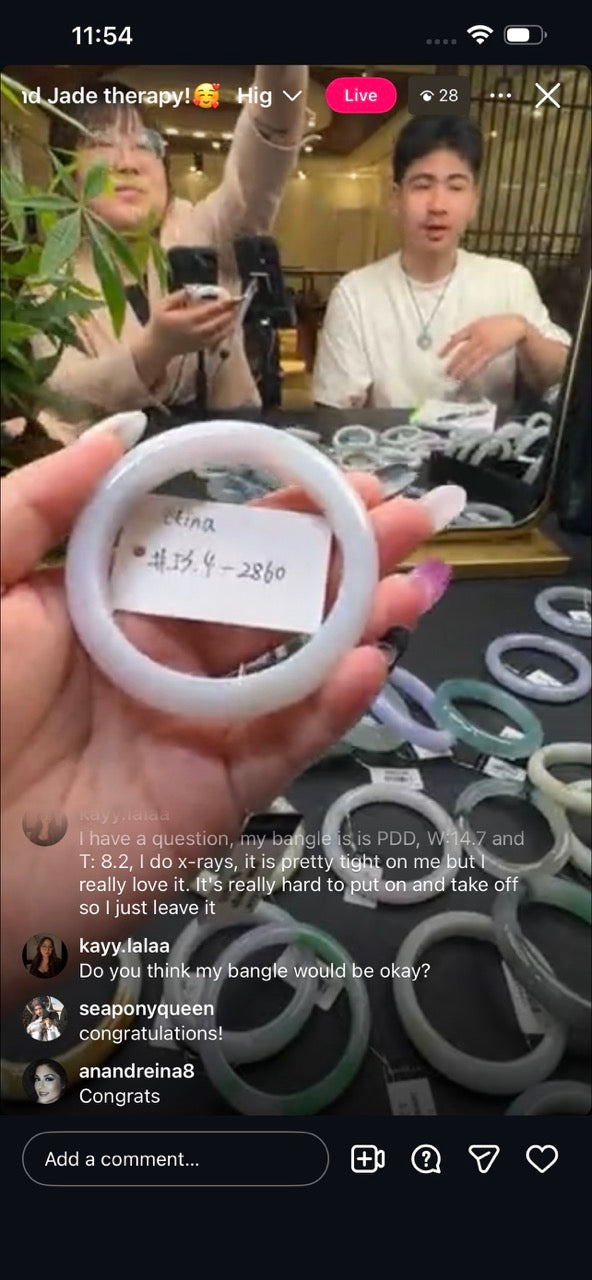 "Live" Natural Lavender Green Jadeite Jade Comfort-Fit Bangle (03/13/26)