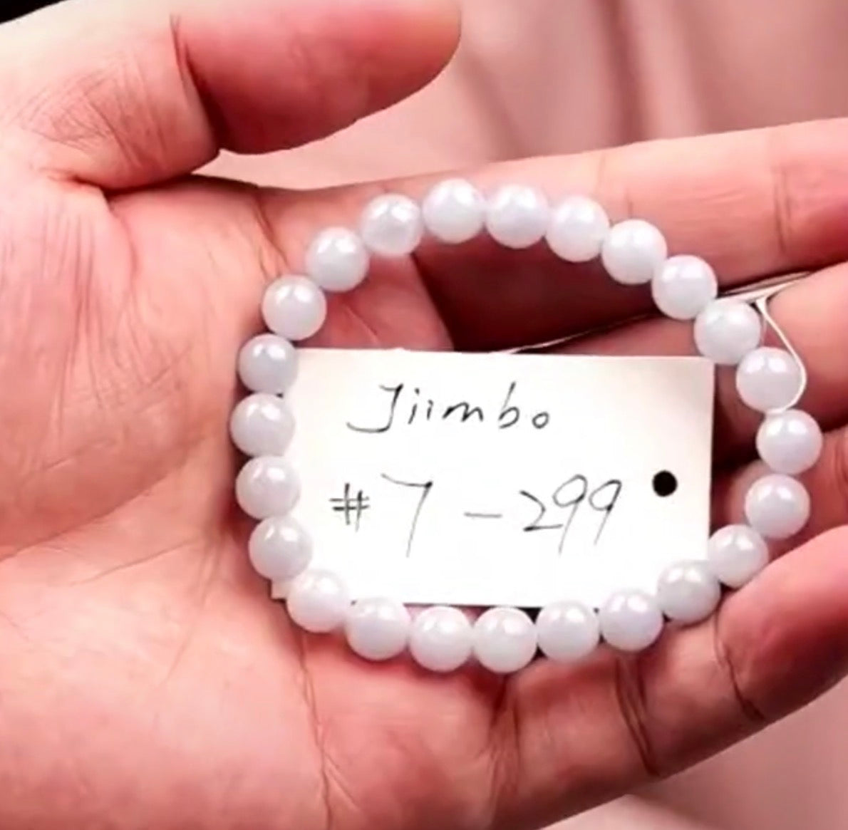 "Live" Natural Icy Light Lavender Jadeite Jade Beaded Bracelet (09/24/26)