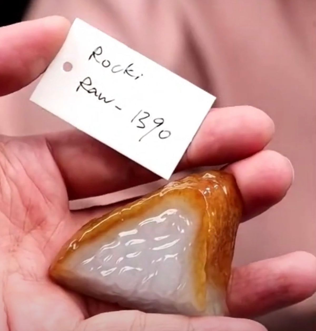 "Live" Natural Icy Moonlight W/ Warm Brown Raw Jadeite Jade (09/24/26)
