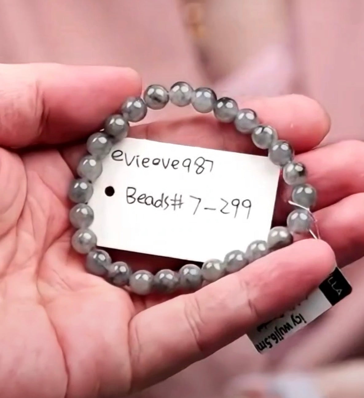 "Live" Natural Icy Moonlight &amp; Wuji Jadeite Jade Beaded Bracelet (09/26/26)