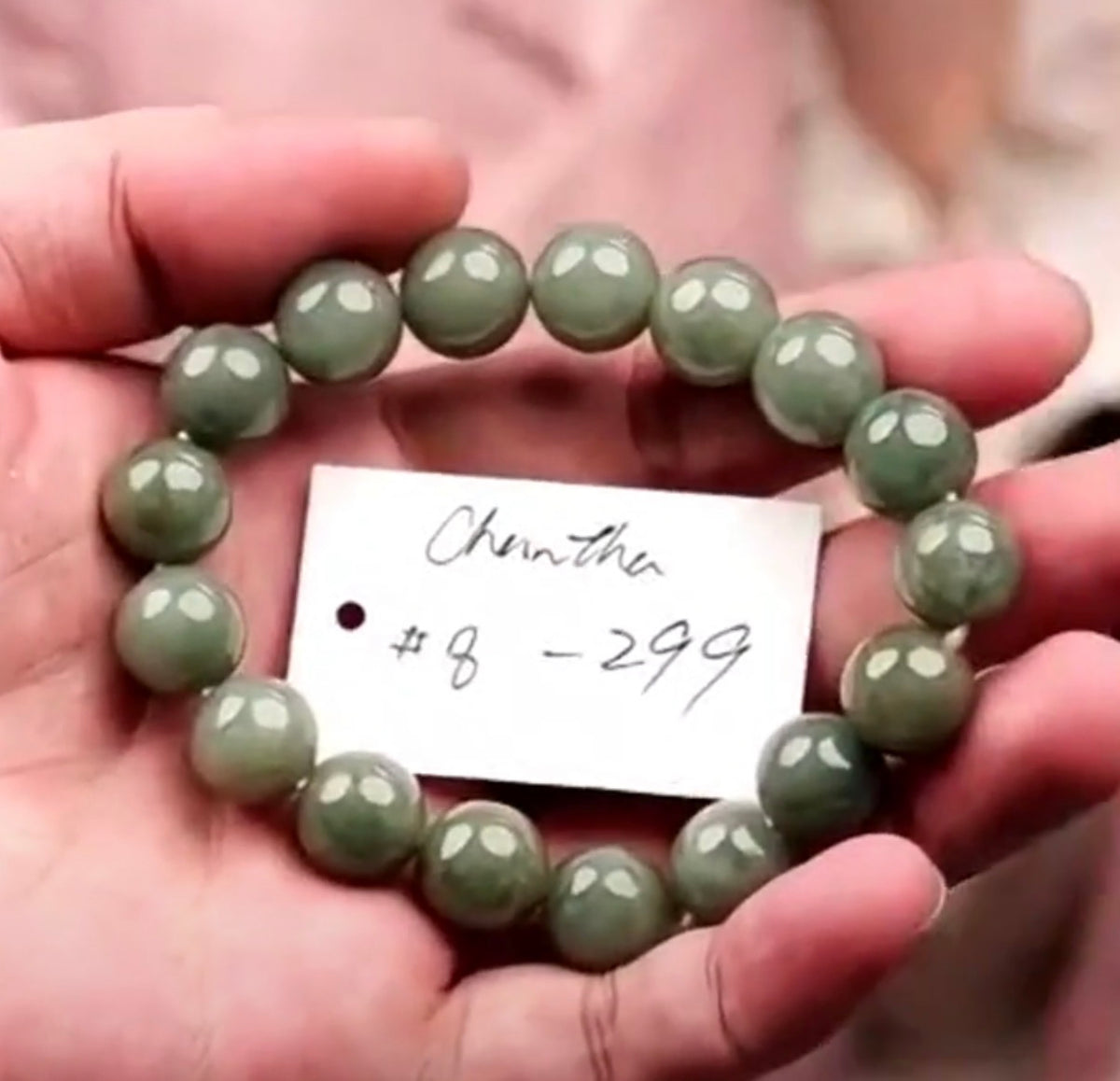 "Live" Natural Yellow-Green Jadeite Jade Beaded Bracelet (09/29/26)