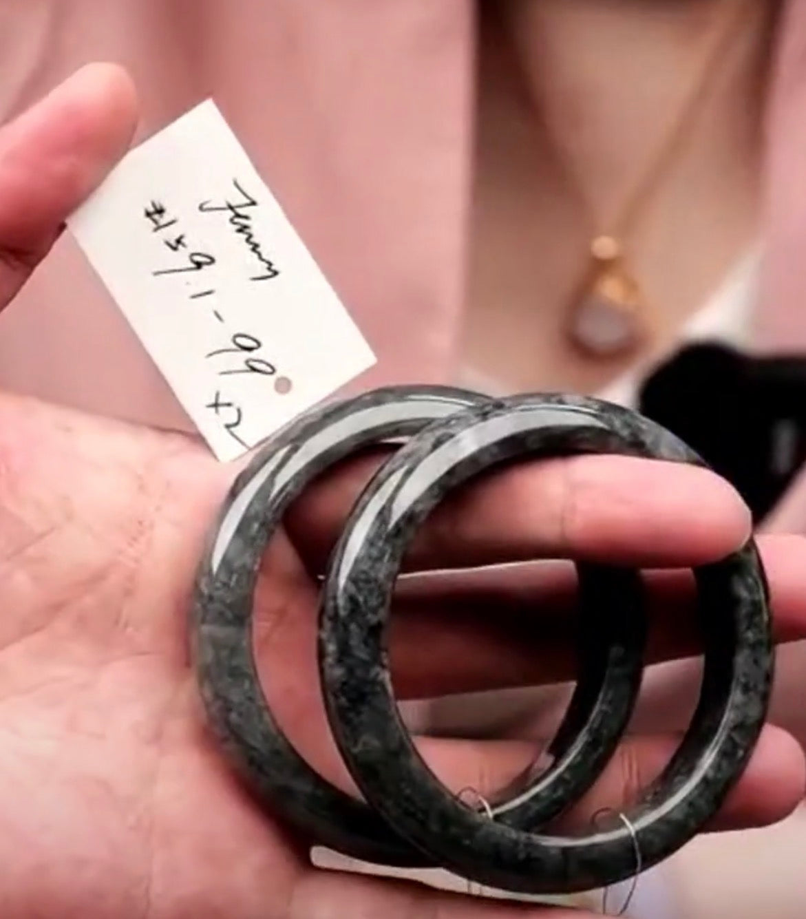 "Live" Natural Wuji &amp; Grey Jadeite Jade Bangle (09/30/26)