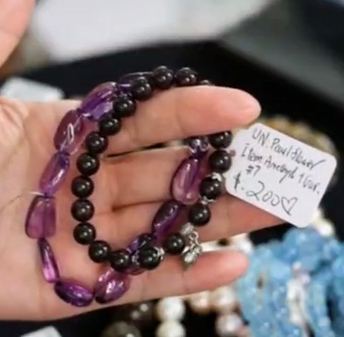 "Live" Natural Free Form Purple Amethyst Beaded Bracelet (10/01/26)