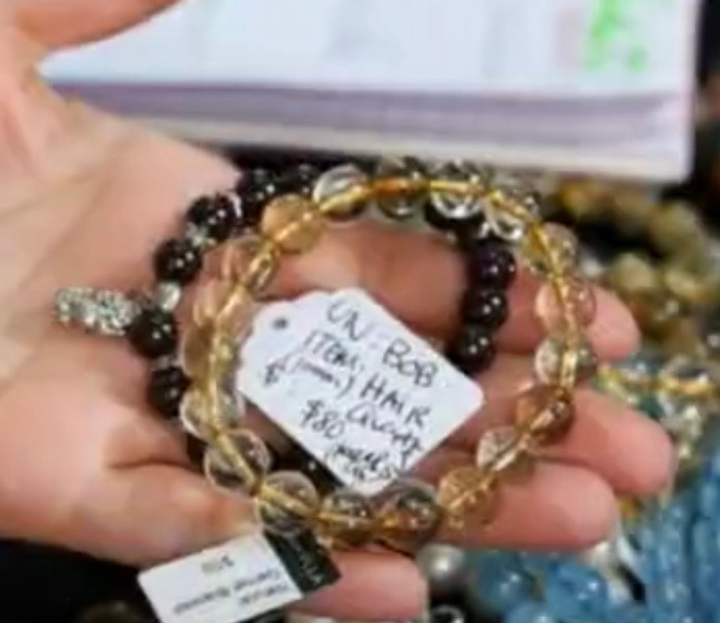 "Live" Natural Rutilated Hair Quartz Bead Bracelet (10/01/26)
