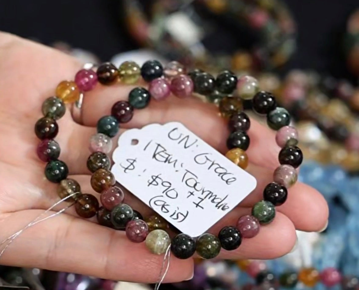 "Live" Natural Multicolor Tourmaline Bead Bracelet (10/01/26)