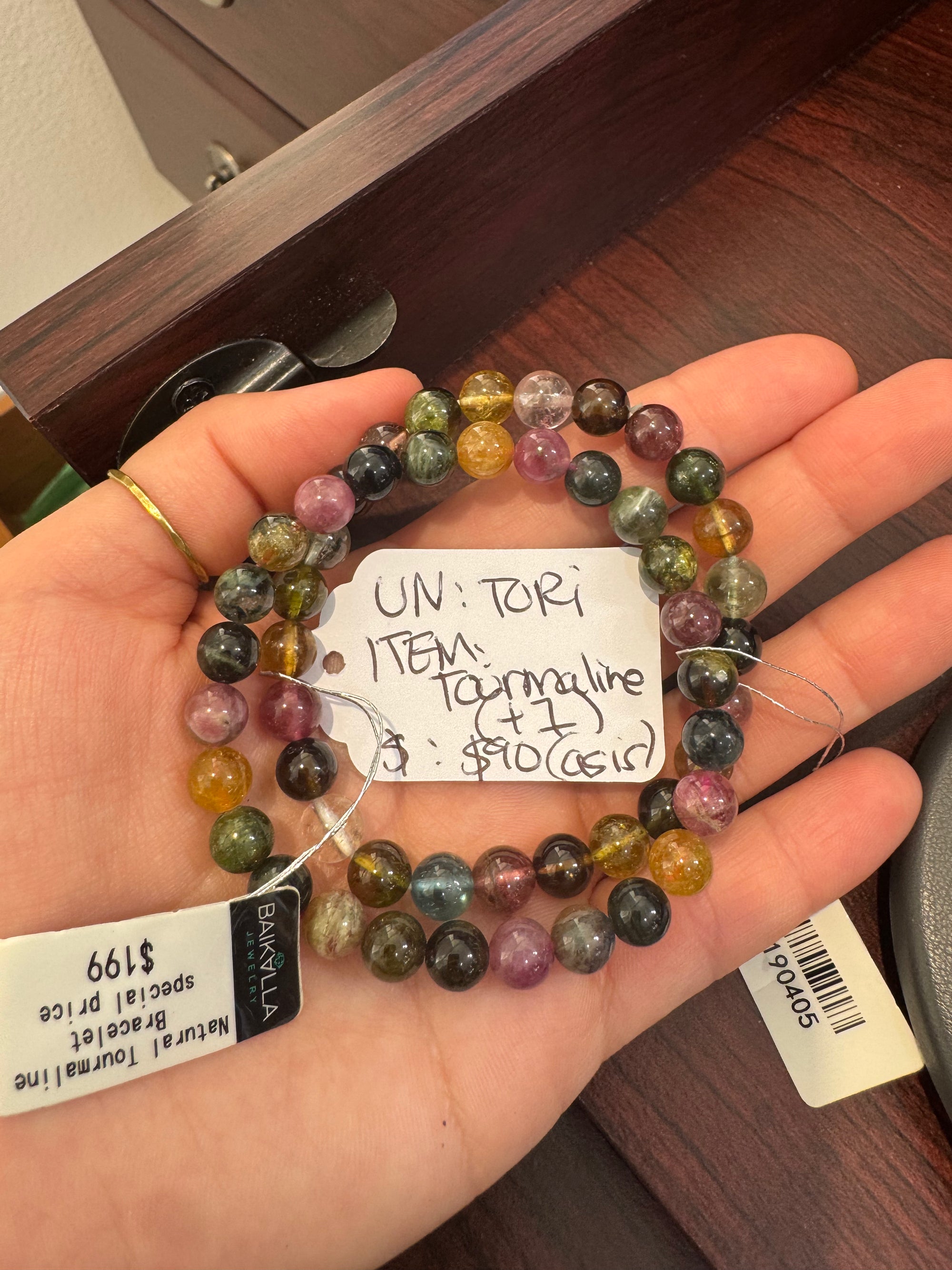 "Live" Natural Multicolor Tourmaline Bead Bracelet (10/01/26)