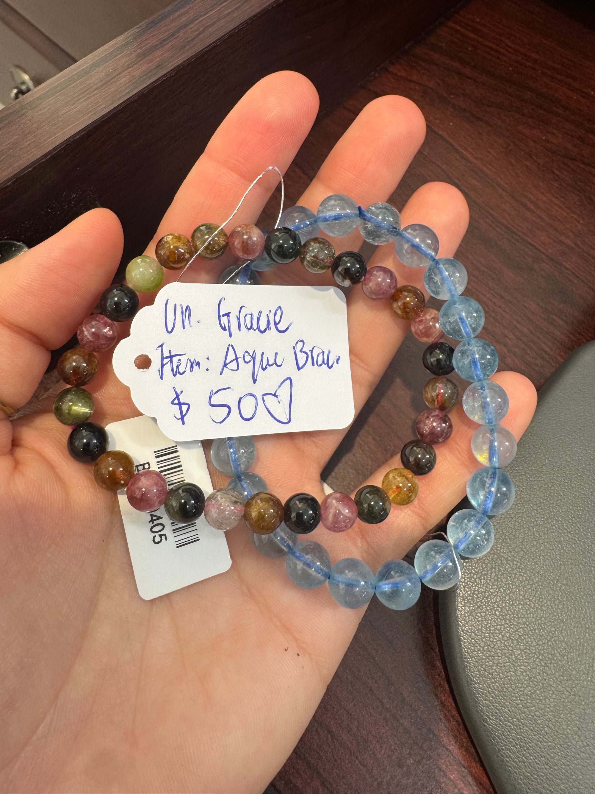 "Live" Natural Aquamarine Beaded Bracelet (10/01/26)