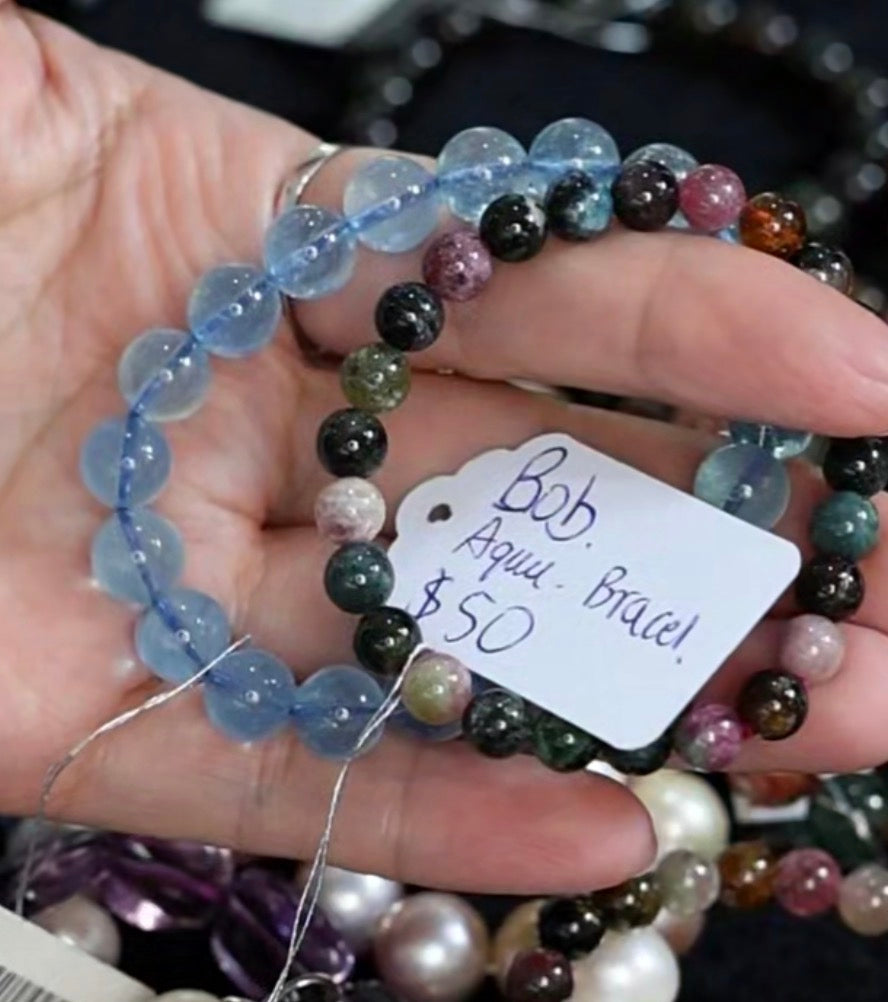 "Live" Natural Aquamarine Bead Bracelet (10/01/26)