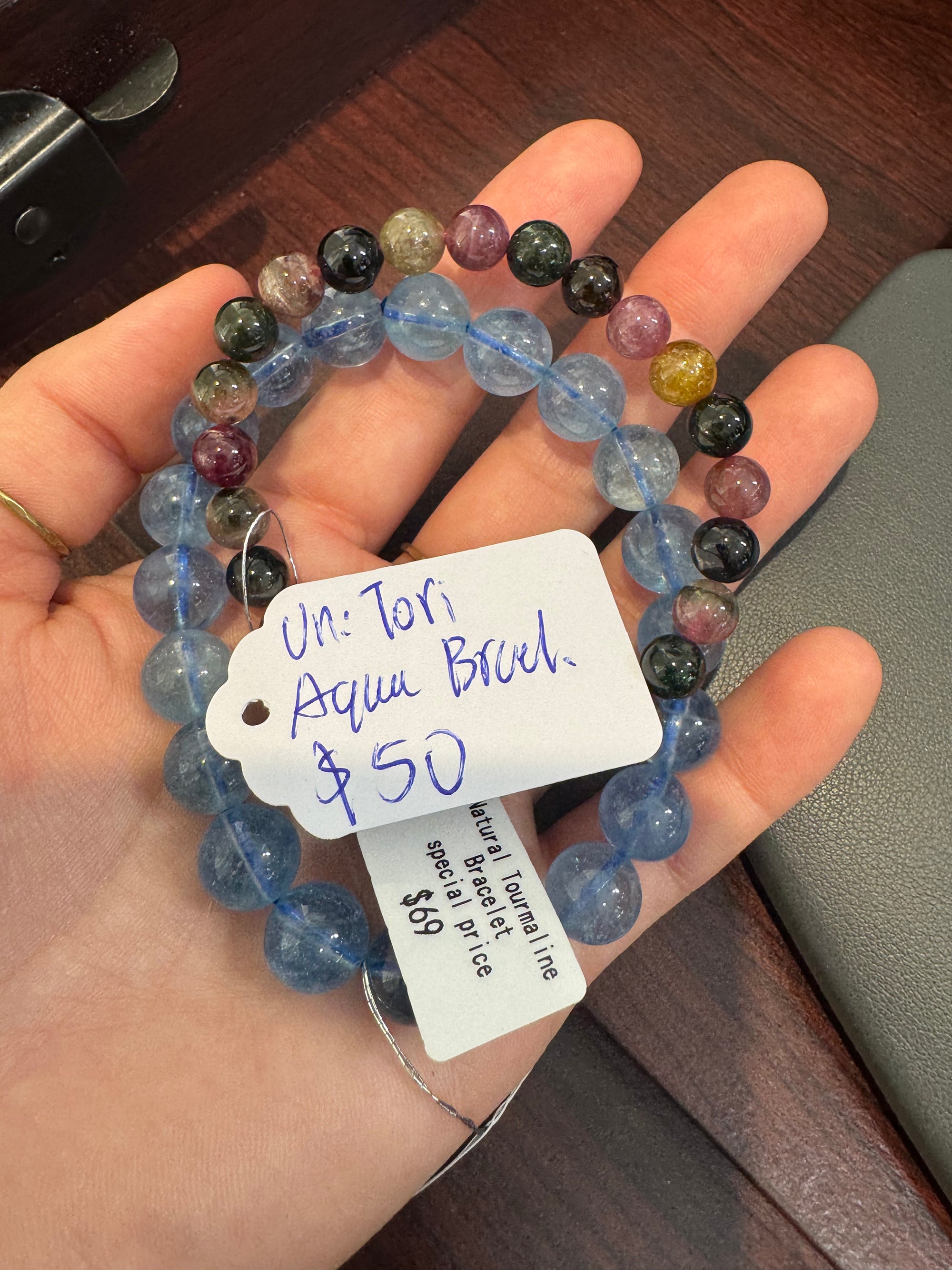 "Live" Natural Aquamarine Bead Bracelet (10/01/26)