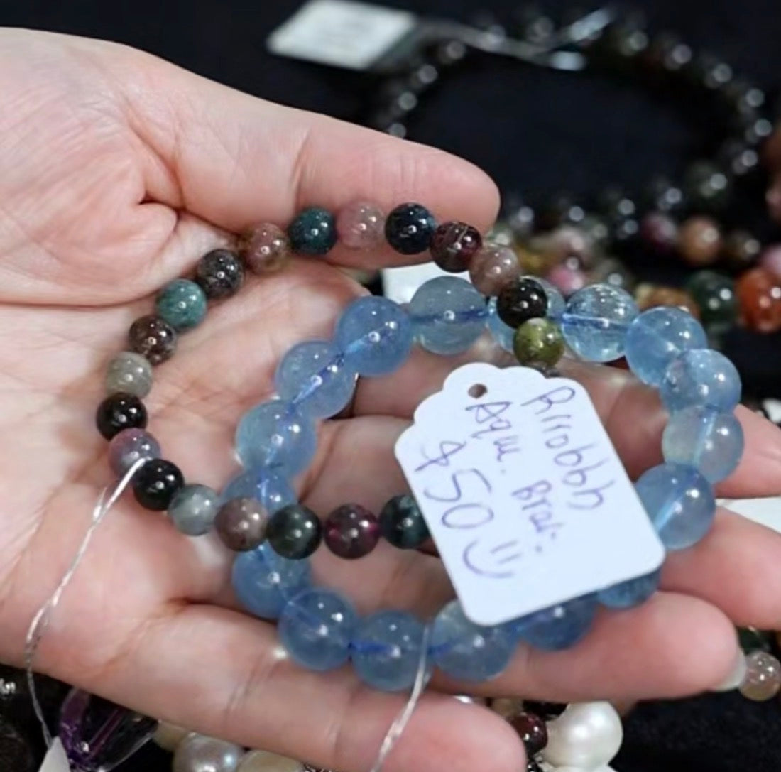 "Live" Natural Aquamarine Bead Bracelet (10/01/26)