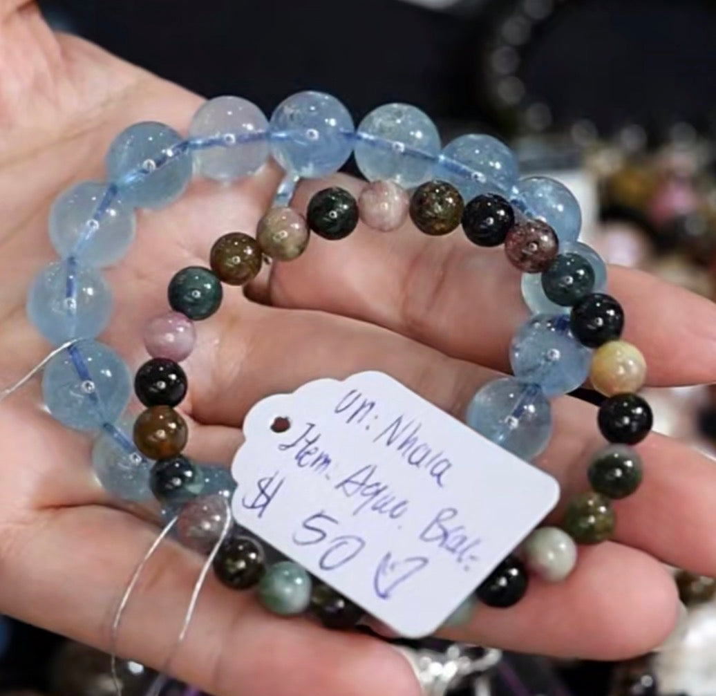 "Live" Natural Aquamarine Bead Bracelet (10/01/26)