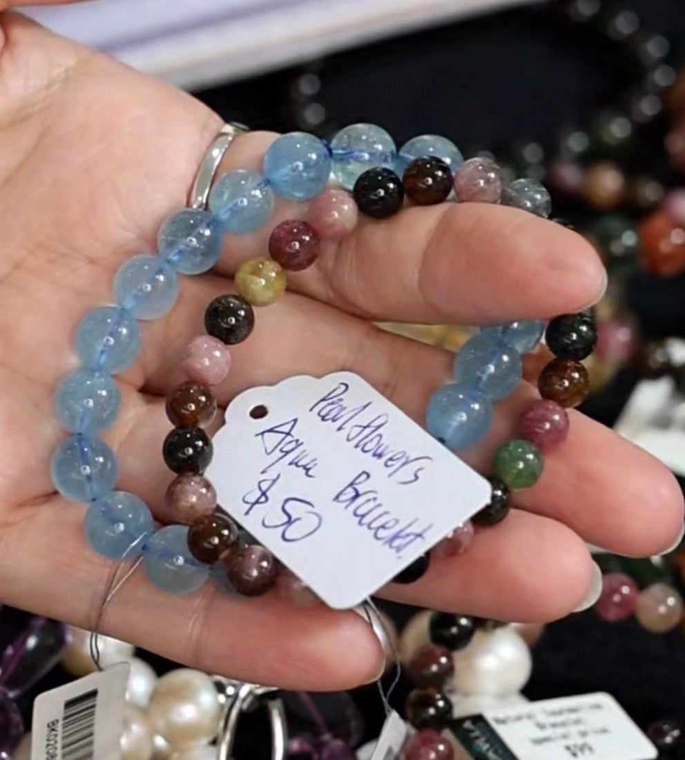 "Live" Natural Aquamarine Beaded Bracelet (10/01/26)