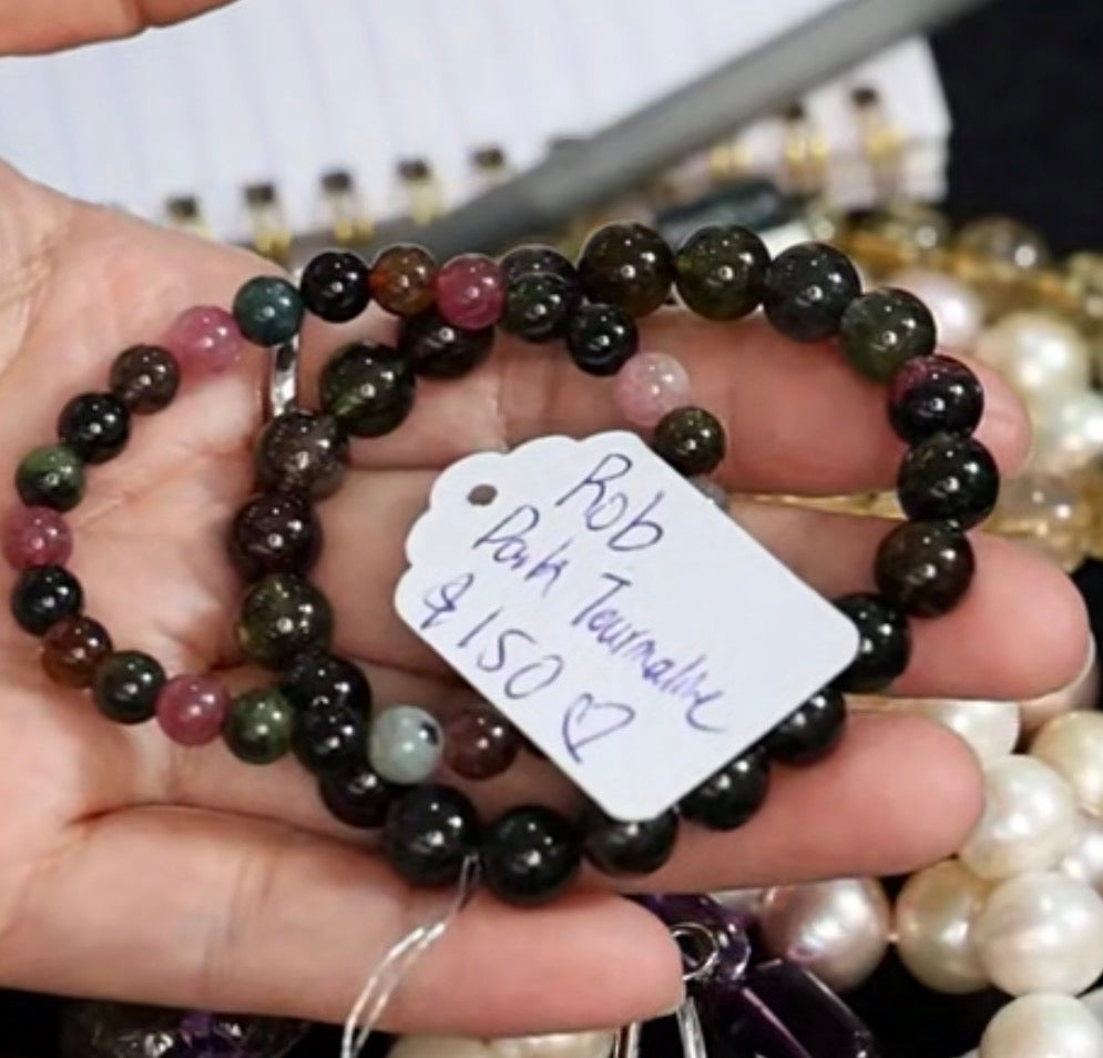 "Live" Natural Dark Tourmaline Bead Bracelet (10/01/26)
