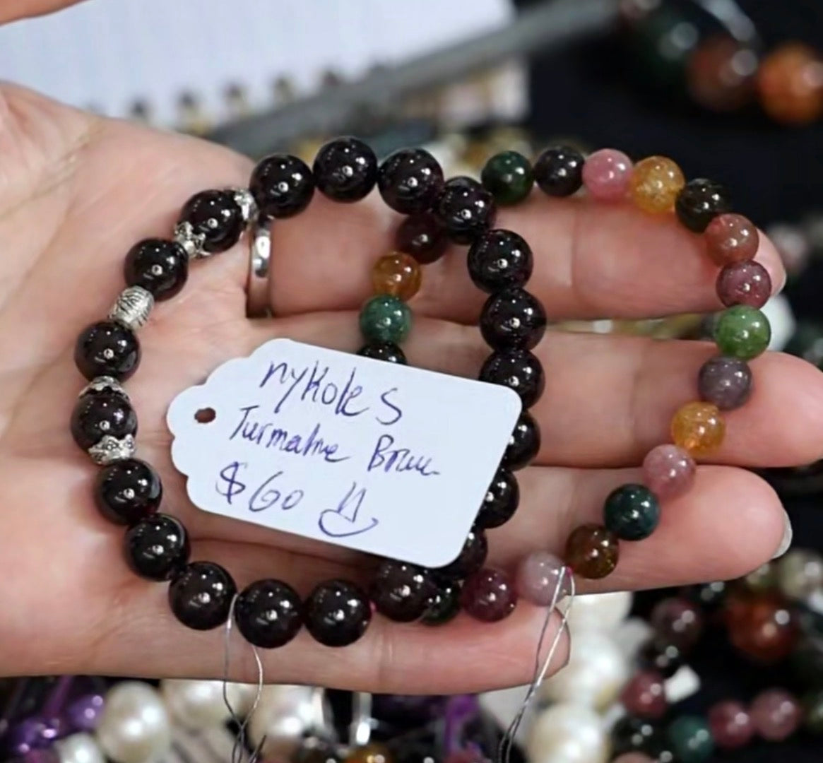 "Live" Natural Dark Tourmaline Bead Bracelet (10/01/26)