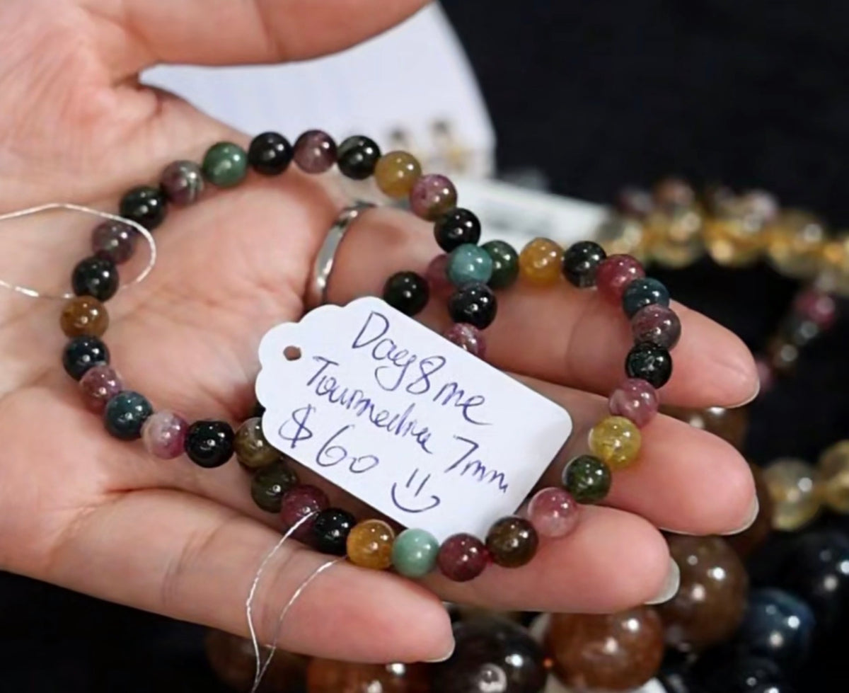 "Live" Natural Multicolored Tourmaline Bead Bracelet (10/01/26)