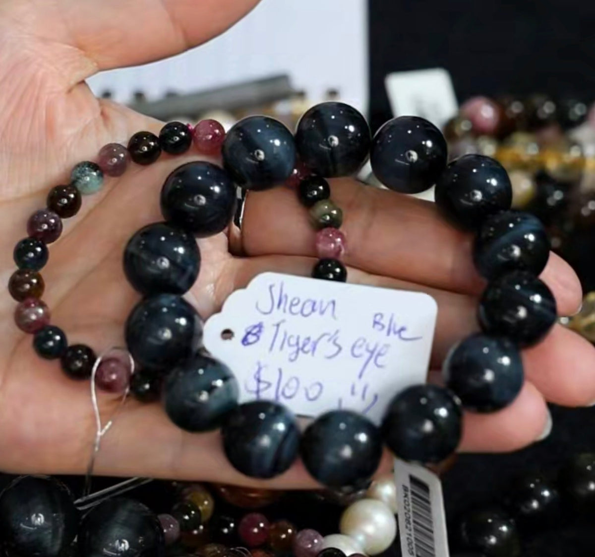 "Live" Natural Blue Tiger's Eye Large Bead Bracelet (10/01/26)