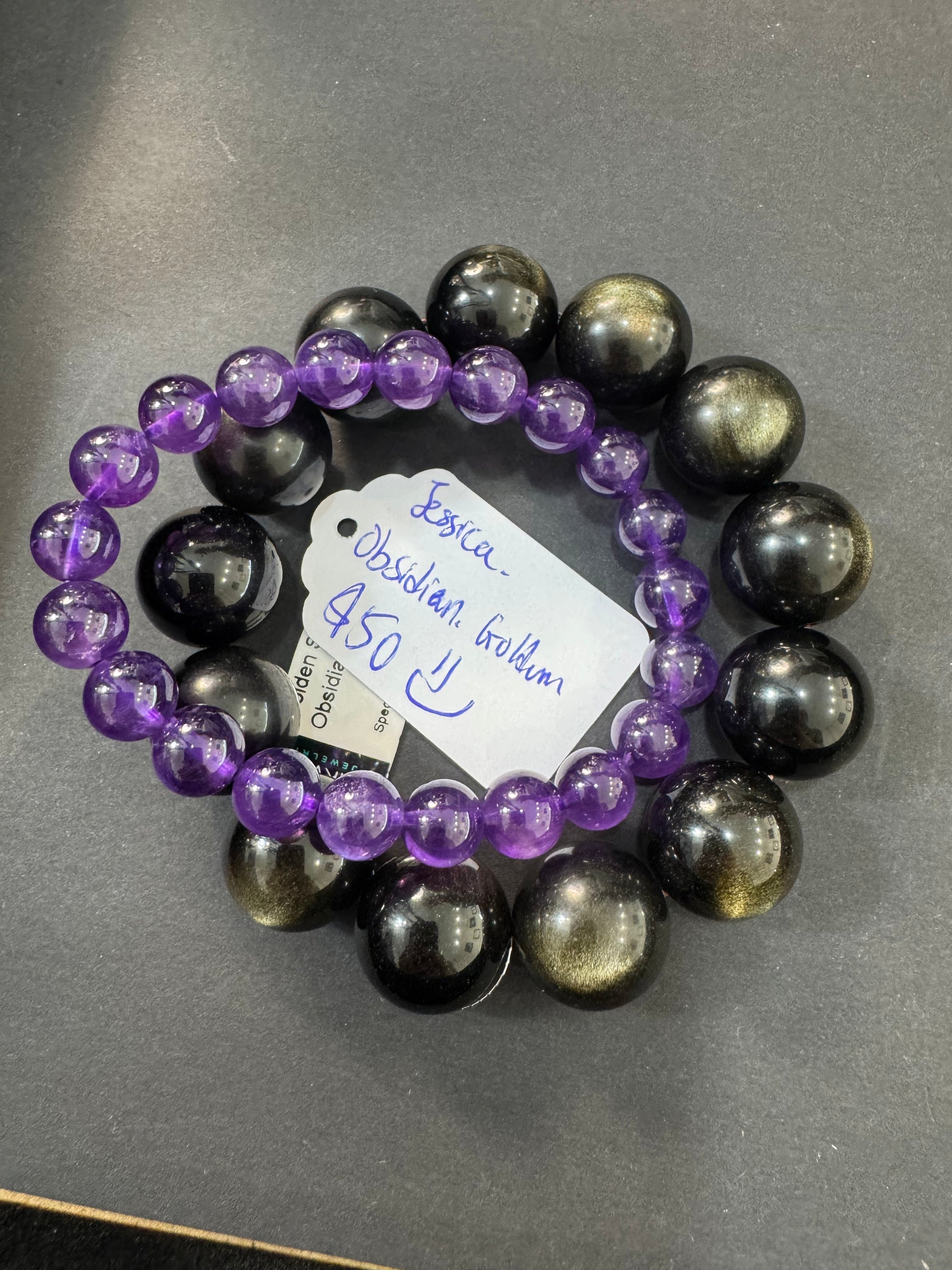 "Live" Natural Golden Obsidian Large Bead Bracelet (10/01/26)