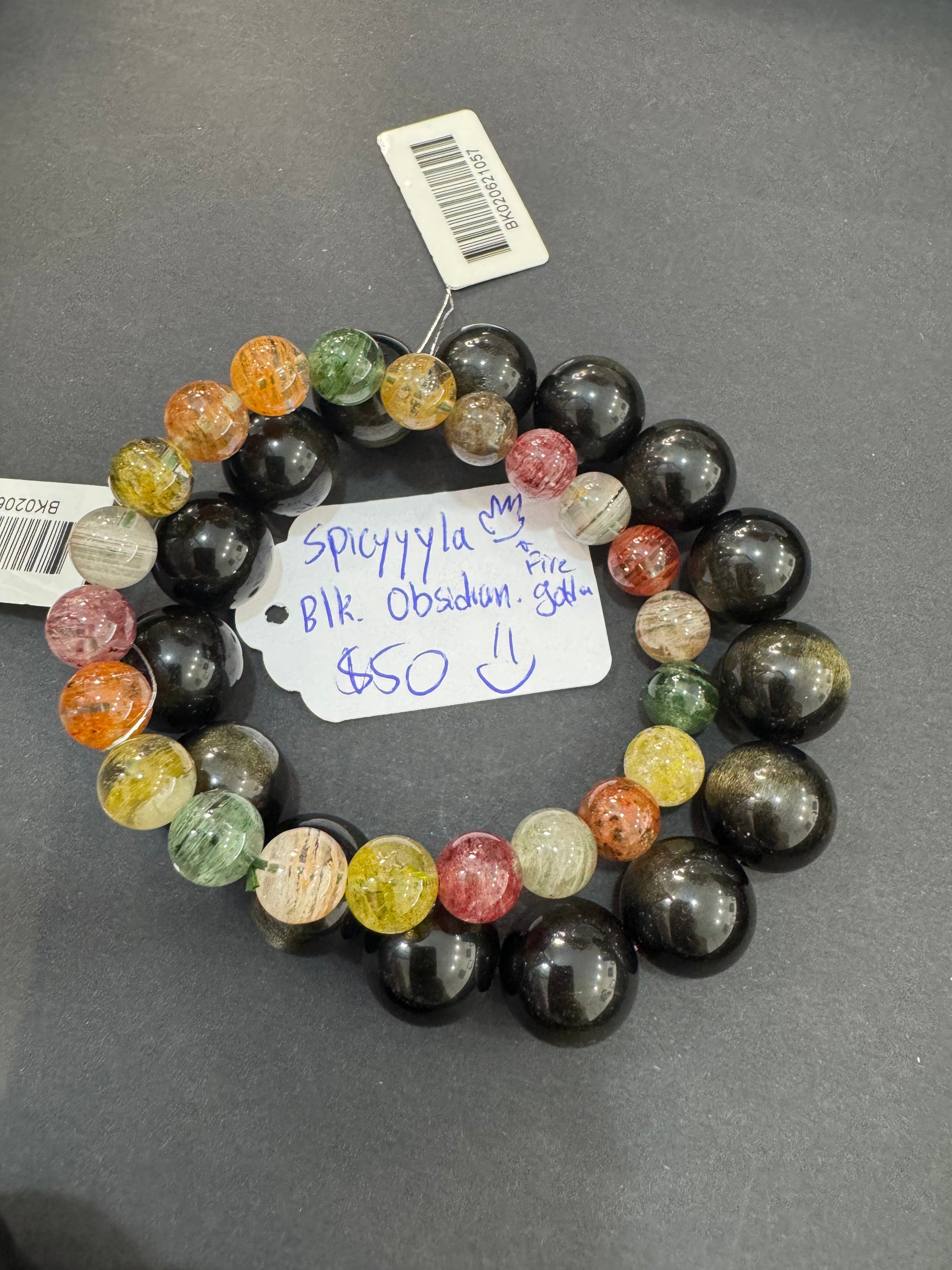 "Live" Natural Golden Obsidian Large Bead Bracelet (10/01/26)