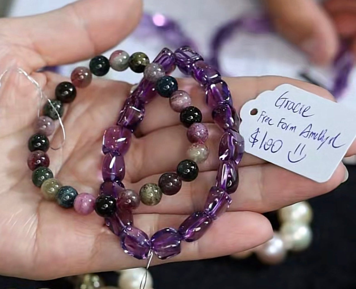 "Live" Natural Amethyst Free-Form Bead Bracelet (10/01/26)