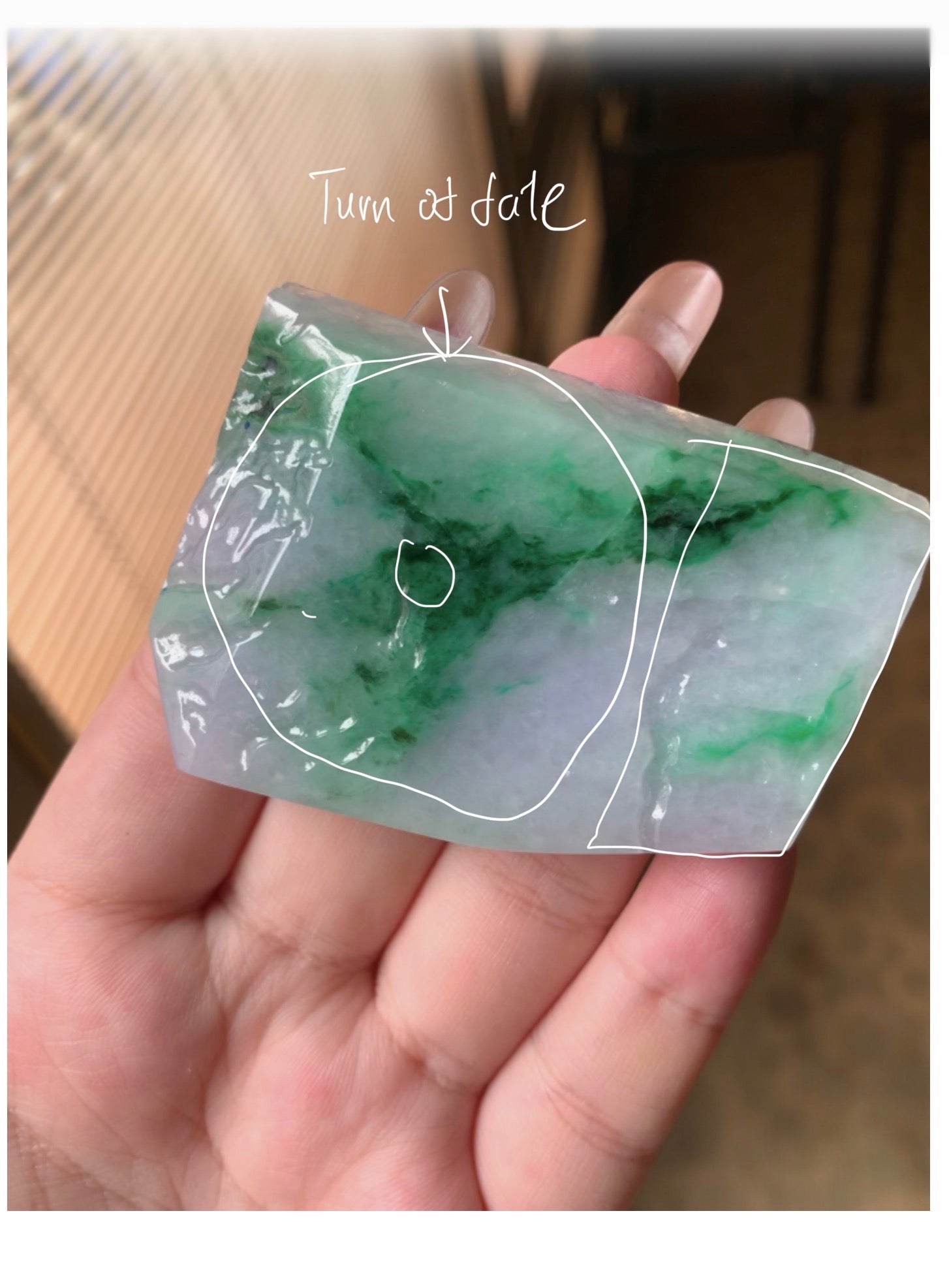 *Custom Natural Lavender and Green Flower Jadeite Jadeite Raw Piece (Split into 2 | Turn of fate Pendant &amp; Wu Shi Pai) (08/06/26)