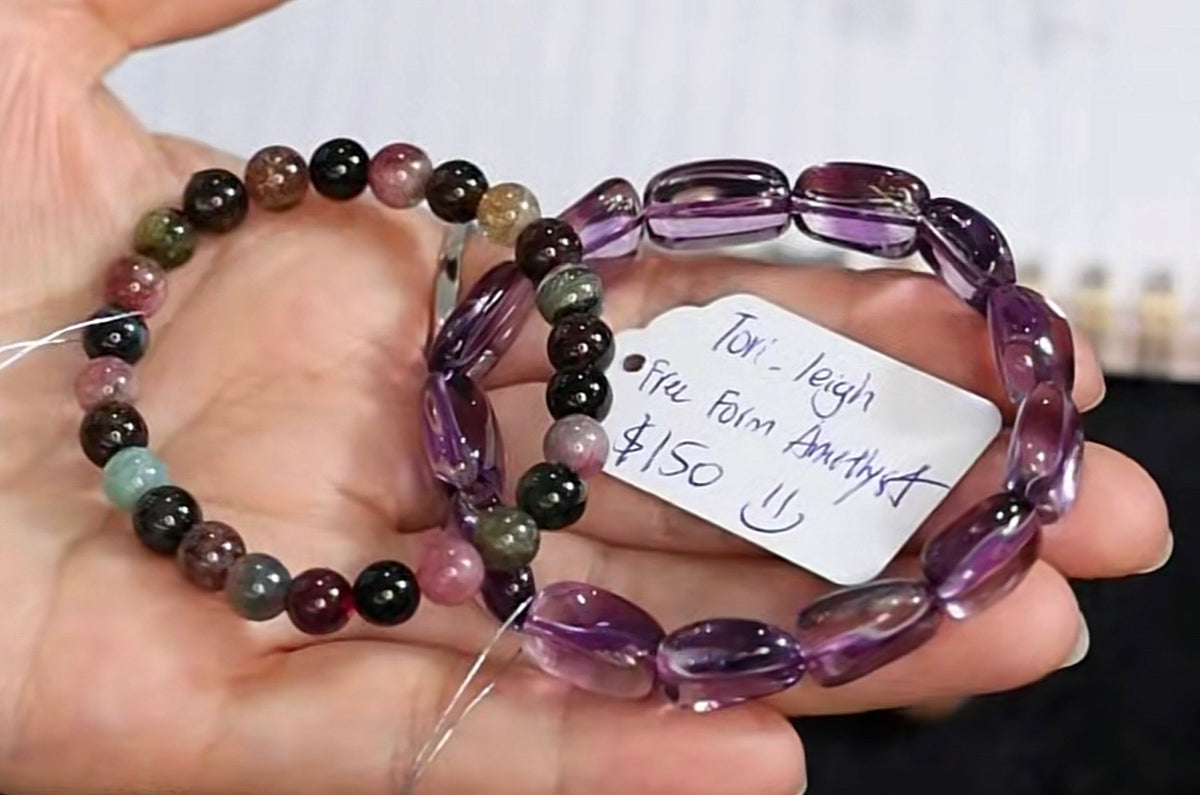 "Live" Natural Amethyst Free-Form Bead Bracelet (10/01/26)