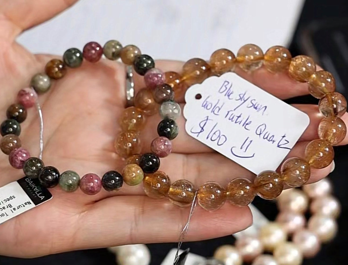 "Live" Natural Golden Rutile Quarts Beaded Bracelet (10/01/26)