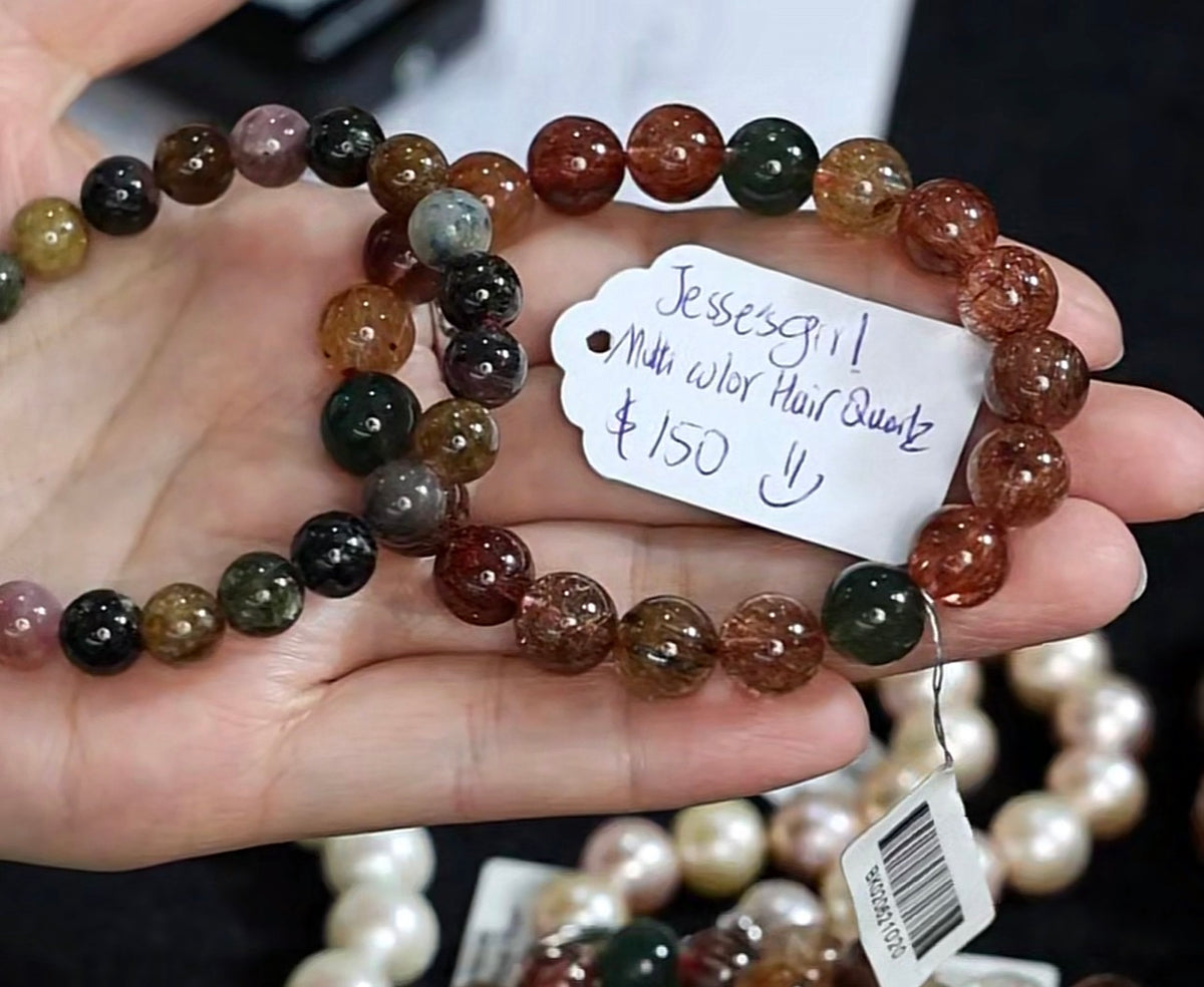 "Live" Natural Ritualized Multicolored Quartz Bead Bracelet (10/01/26)