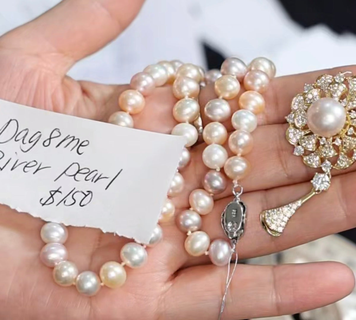 "Live" Cultured Pearl Necklace with Sterling Silver Clasp (10/01/26)