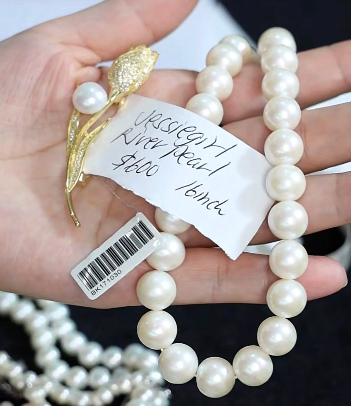 "Live" Cultured Pearl Necklace with Sterling Silver Clasp (10/01/26)