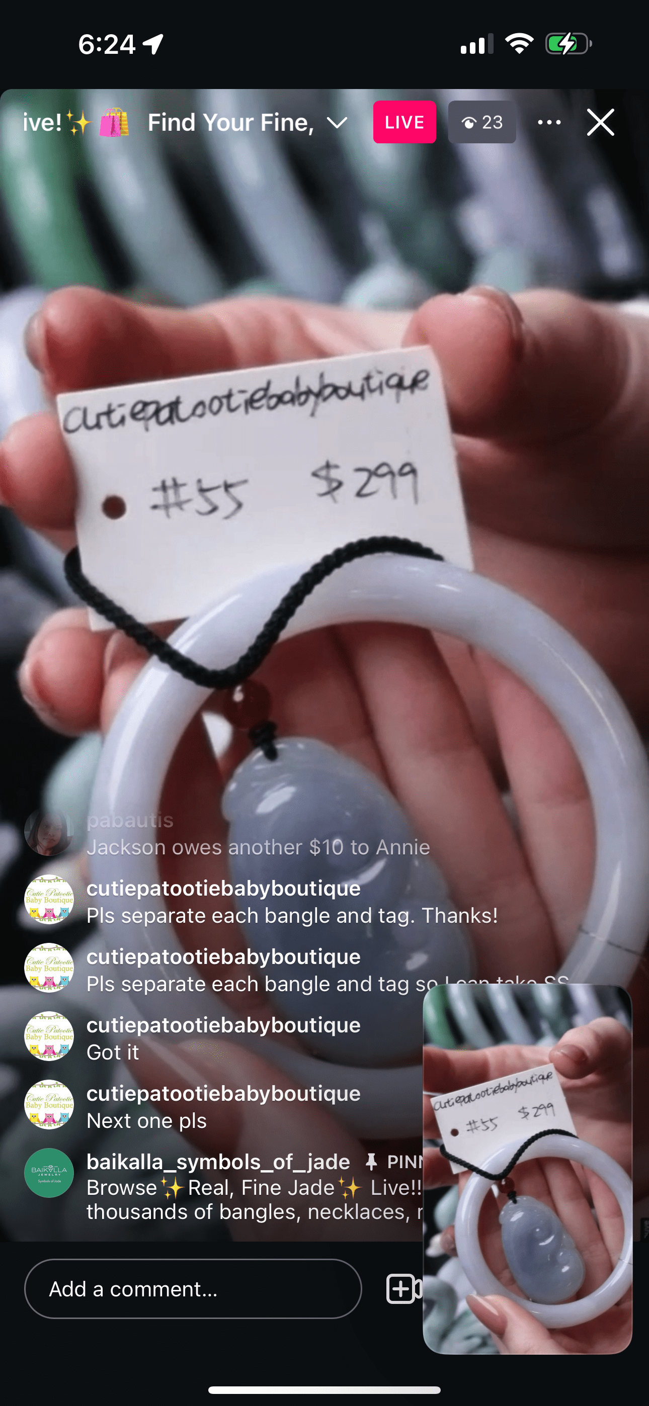 Baikalla IG Live "Light Lavender Natural Jadeite Jade Full Round Bangle" (Live Pick) (01/02/25)