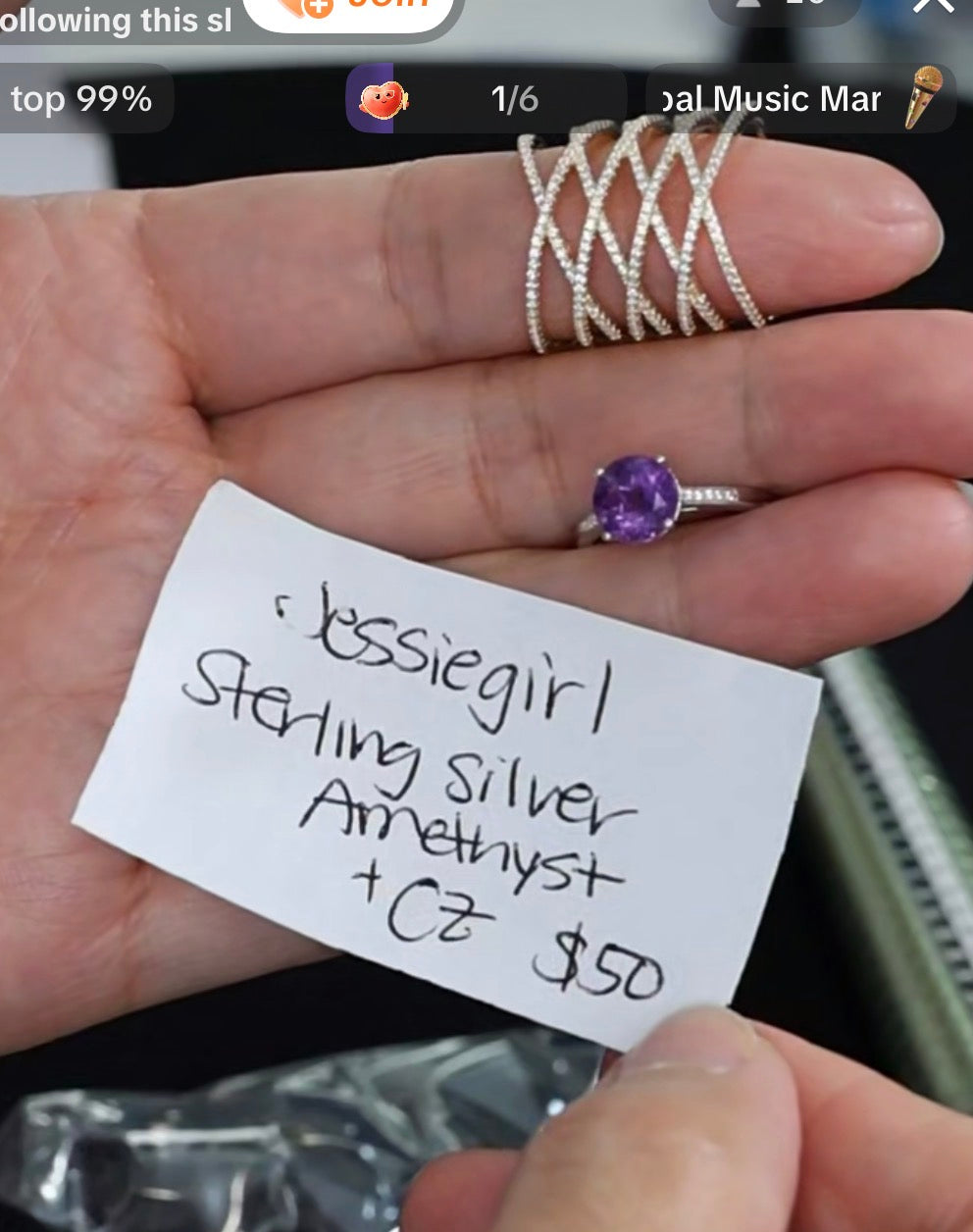 "Live" Sterling Silver Natural Amethyst Ring (10/03/26)
