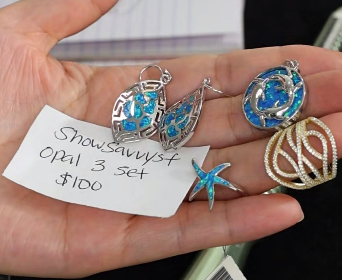 "Live" Sterling Silver Opal Matching Jewelry Set (10/03/26)