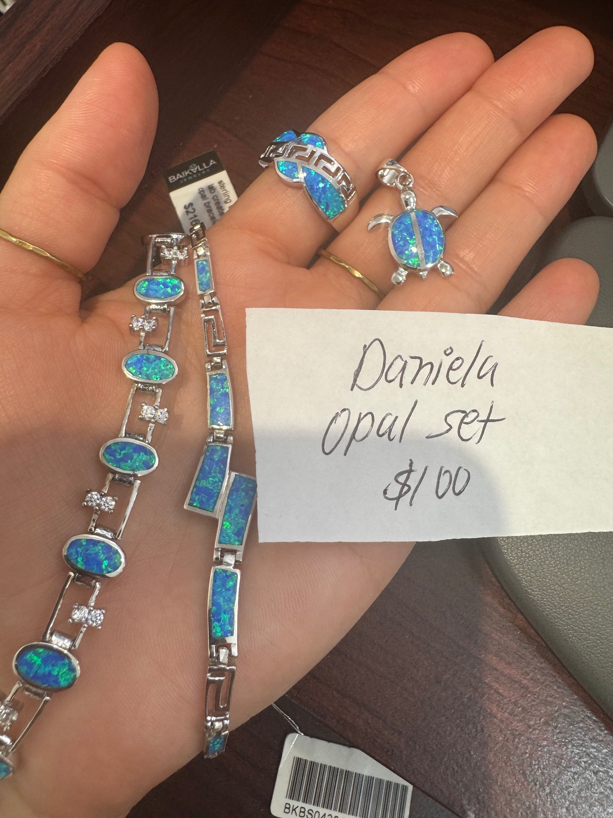 "Live" Sterling Silver Blue Opal Matching Jewelry (10/03/26)