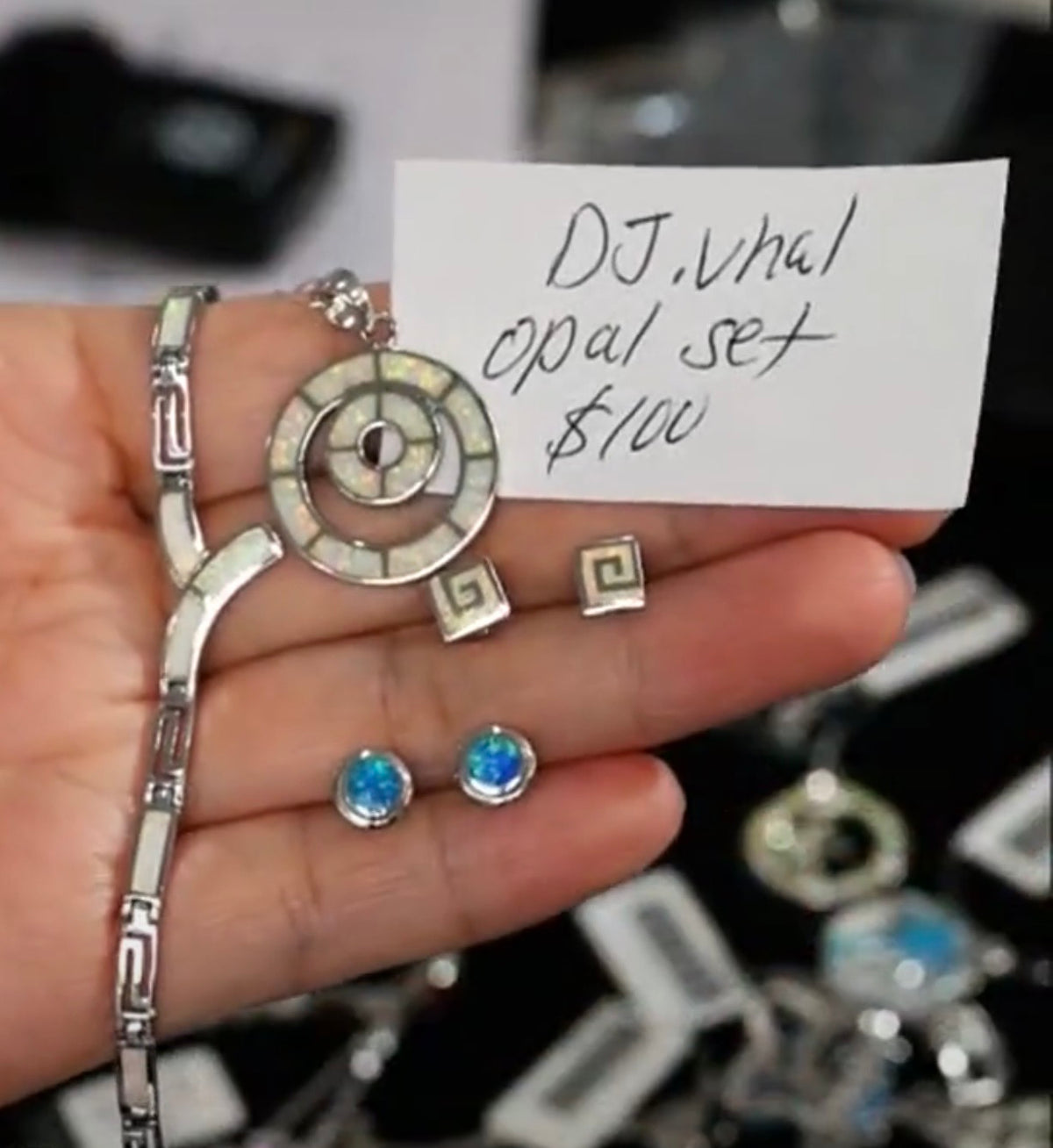 "Live" Sterling Silver Blue Opal Matching Jewelry (10/03/26)