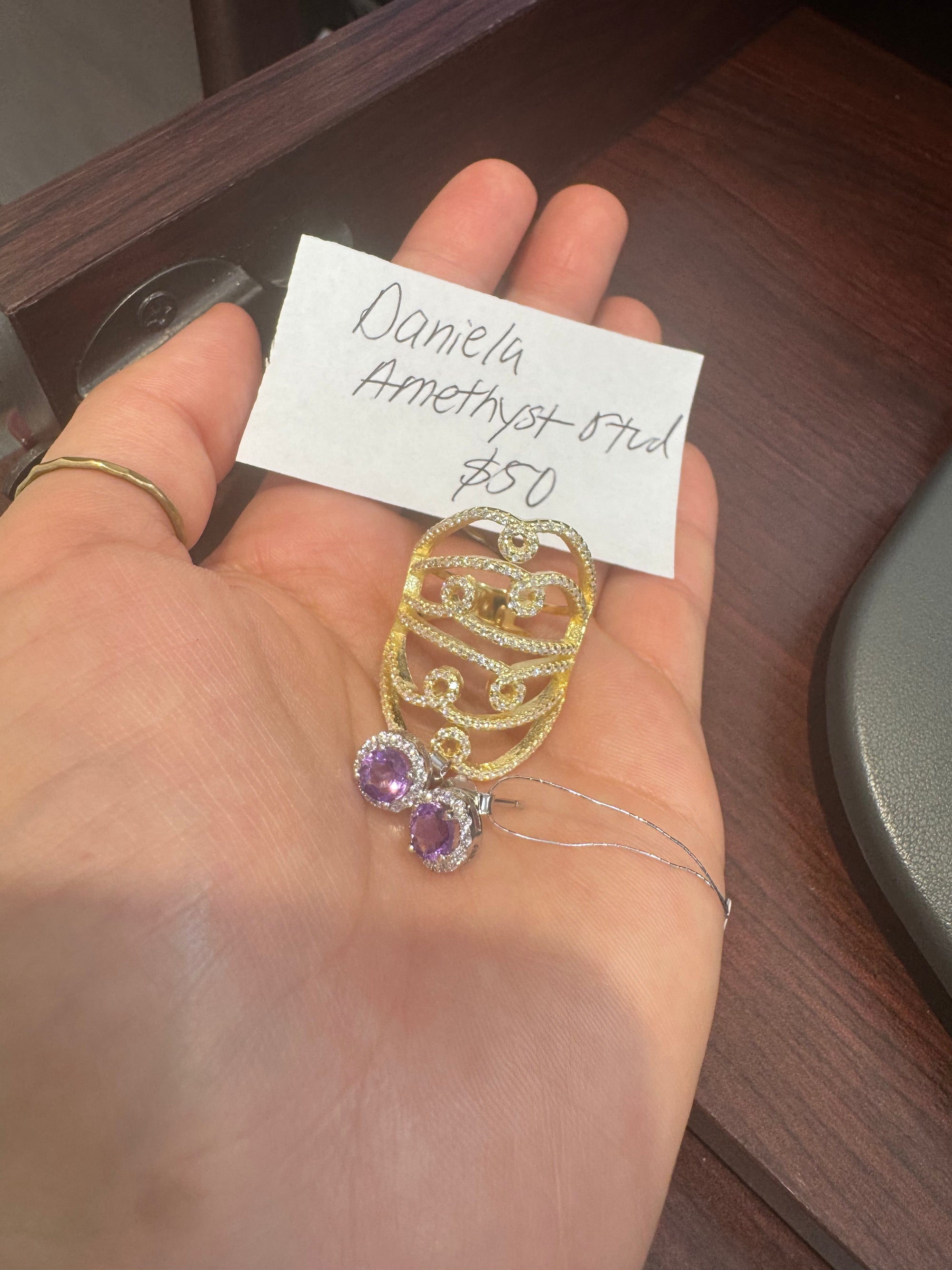 "Live" Sterling Silver Natural Amethyst Earring Studs (10/03/26)