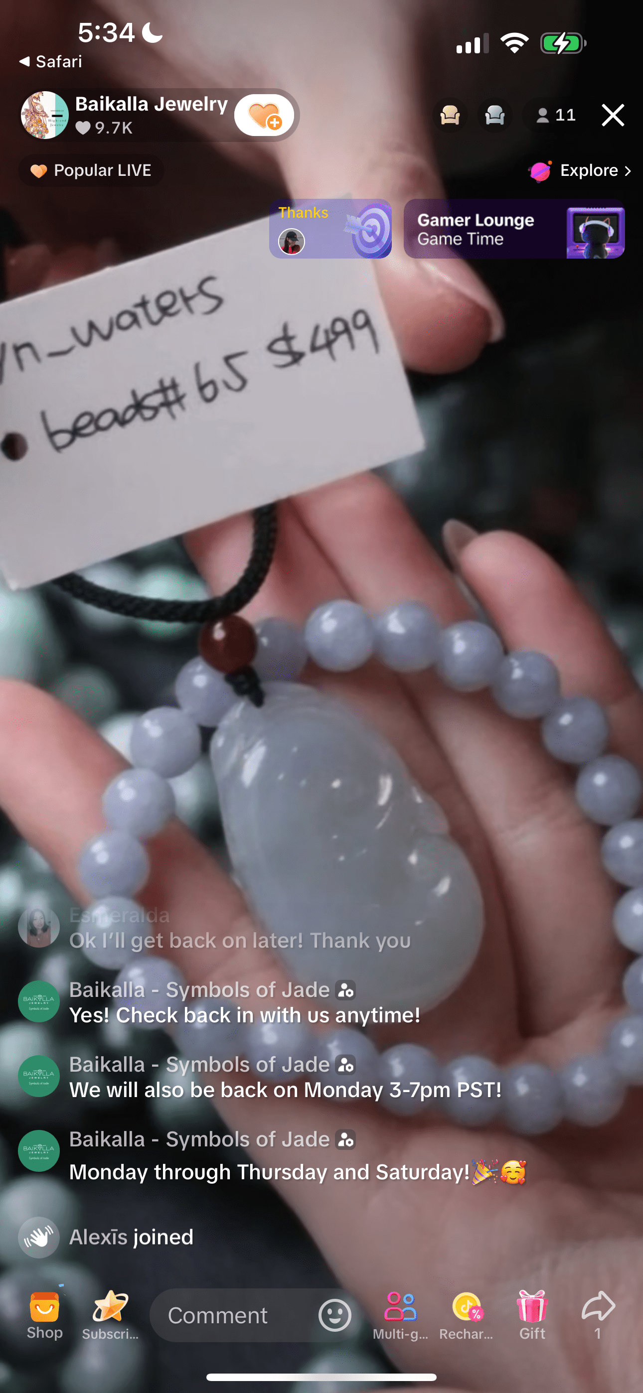 Baikalla IG Live "Light Lavender Natural Jadeite Jade Bead Bracelet" (Live Pick) (01/04/25)