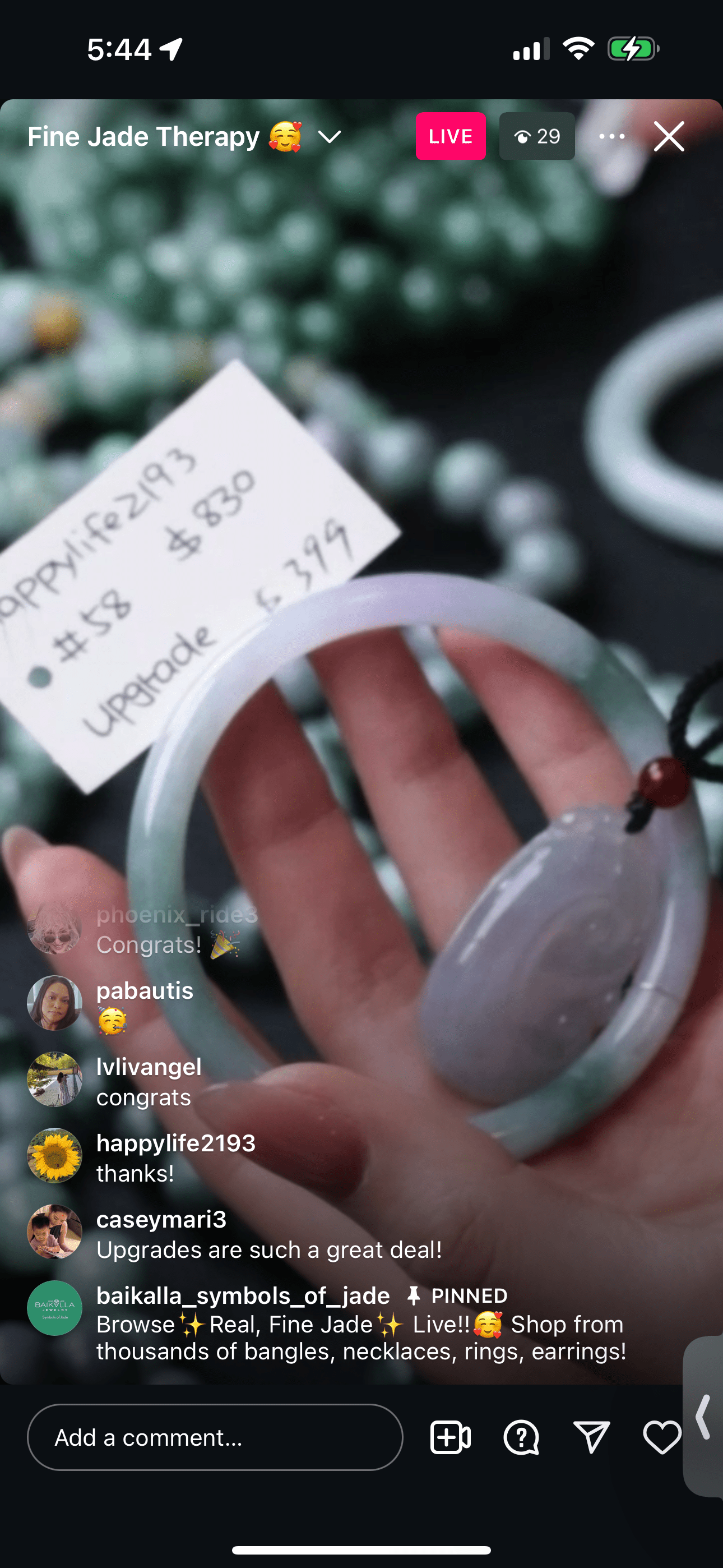 Baikalla IG Live "Blue Green & Light Lavender Natural Jadeite Jade Petite Bangle" (Live Pick) (01/04/25)
