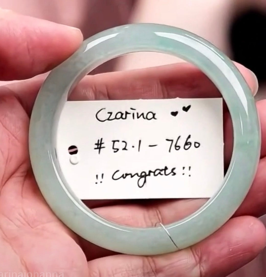 "Live" Icy Natural Light Blue-Green Jadeite Jade Bangle (10/06/26)
