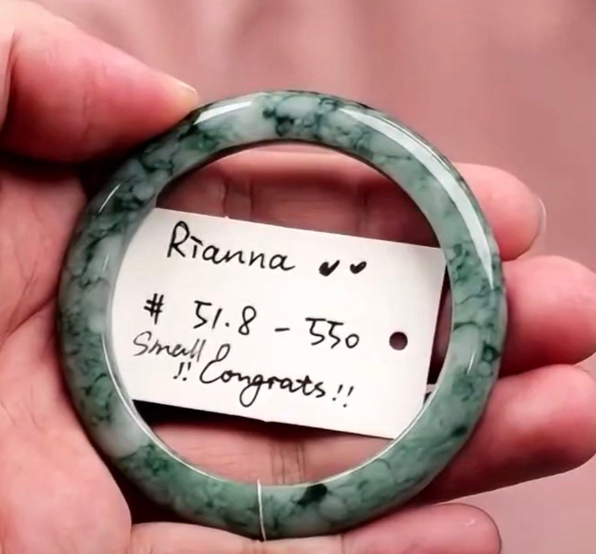 "Live" Natural Dark Green Flowers Jadeite Jade Bangle (10/06/26)