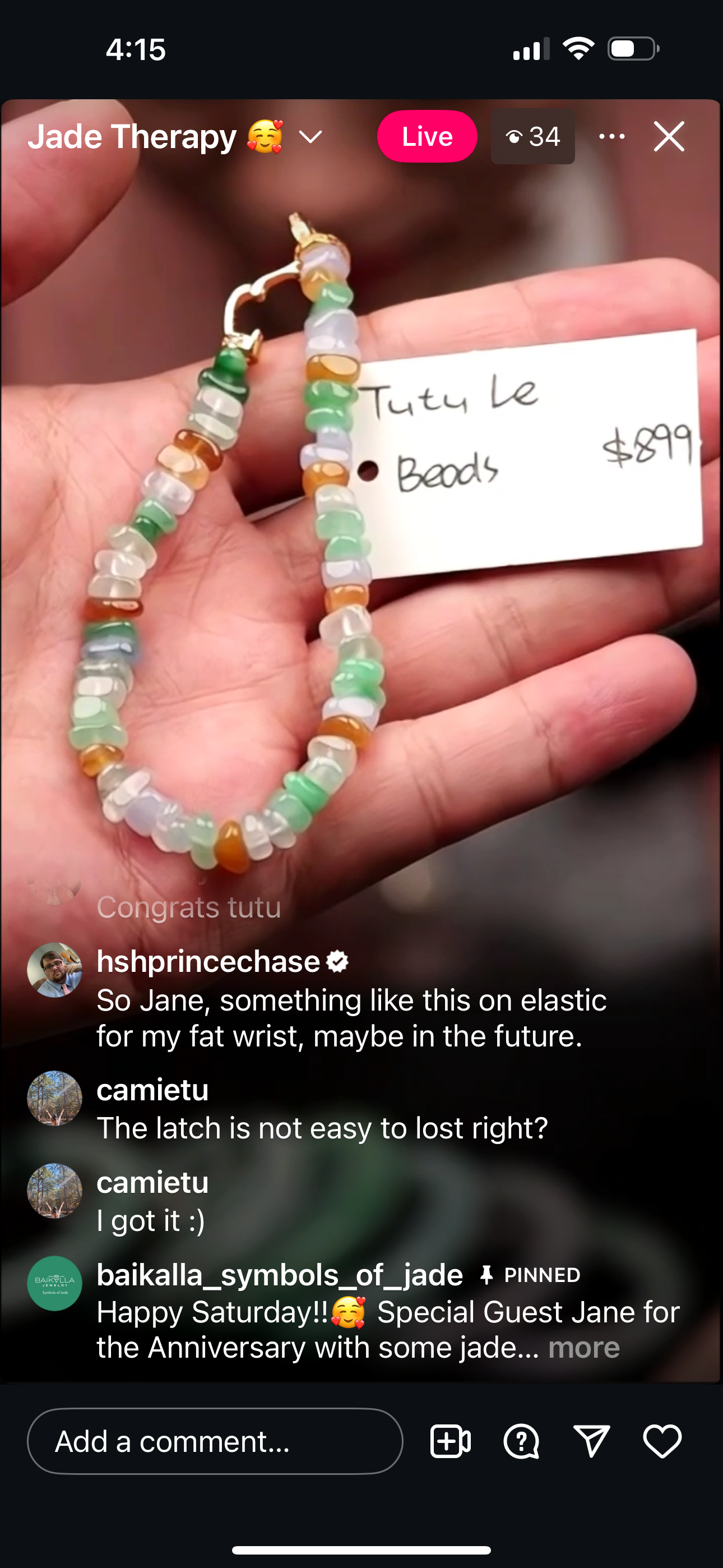 "Live" Natural Multi Color Jadeite Jade Free Form Beads Bracelet" (06/28/25)