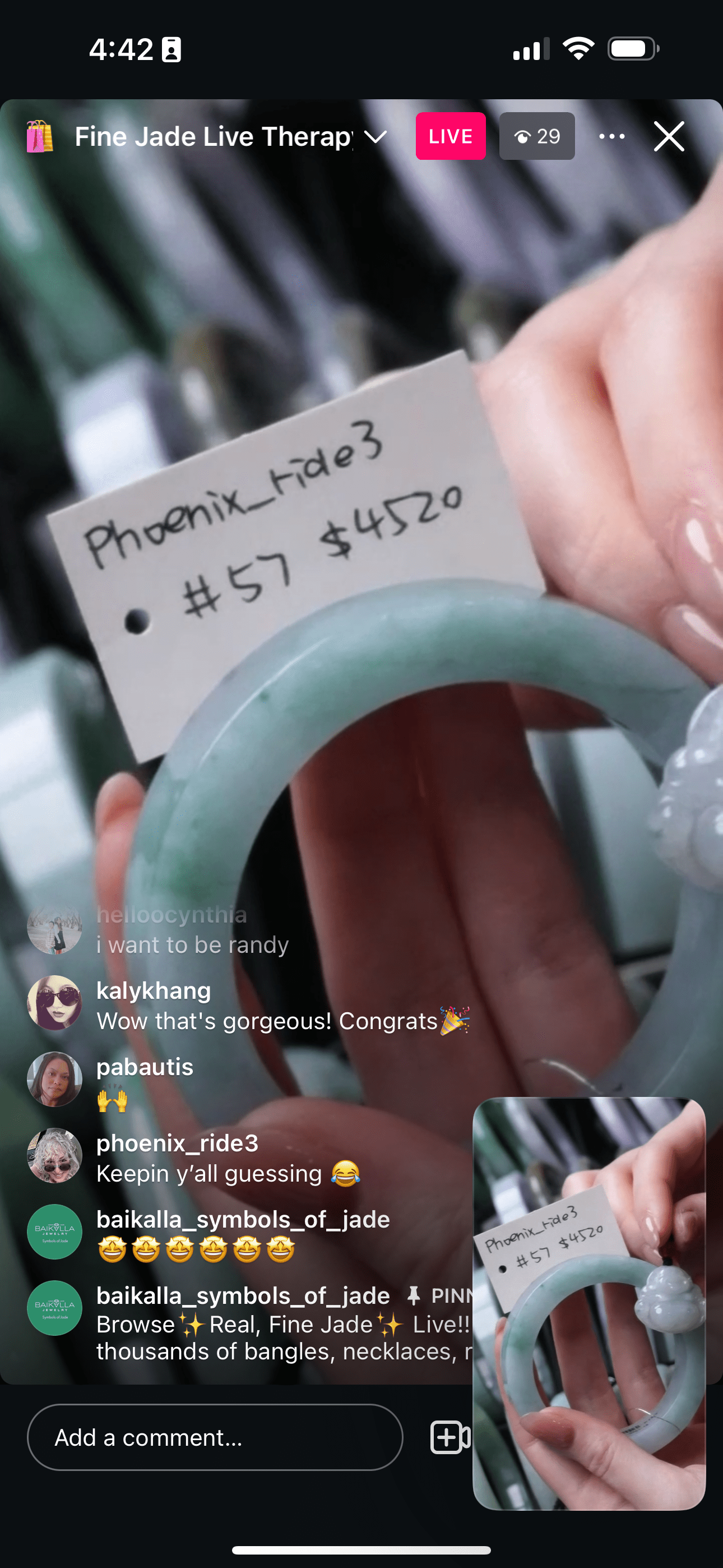 Baikalla IG Live "Light Green Wide Natural Jadeite Jade Bangle (to be polished and cut) " (Live Pick) (01/06/25)