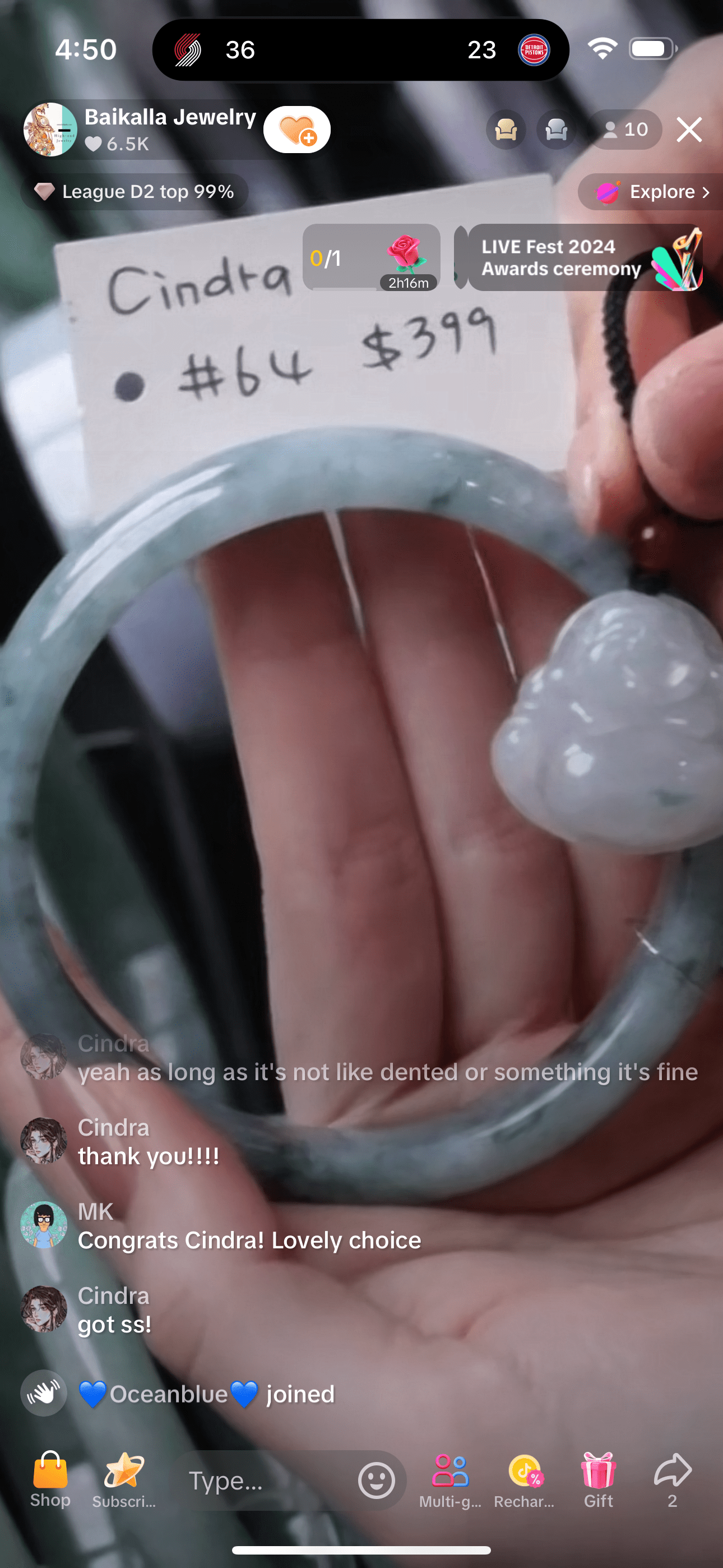 Baikalla IG Live "Blue Green Natural Jadeite Jade Bangle " (Live Pick) (01/06/25)