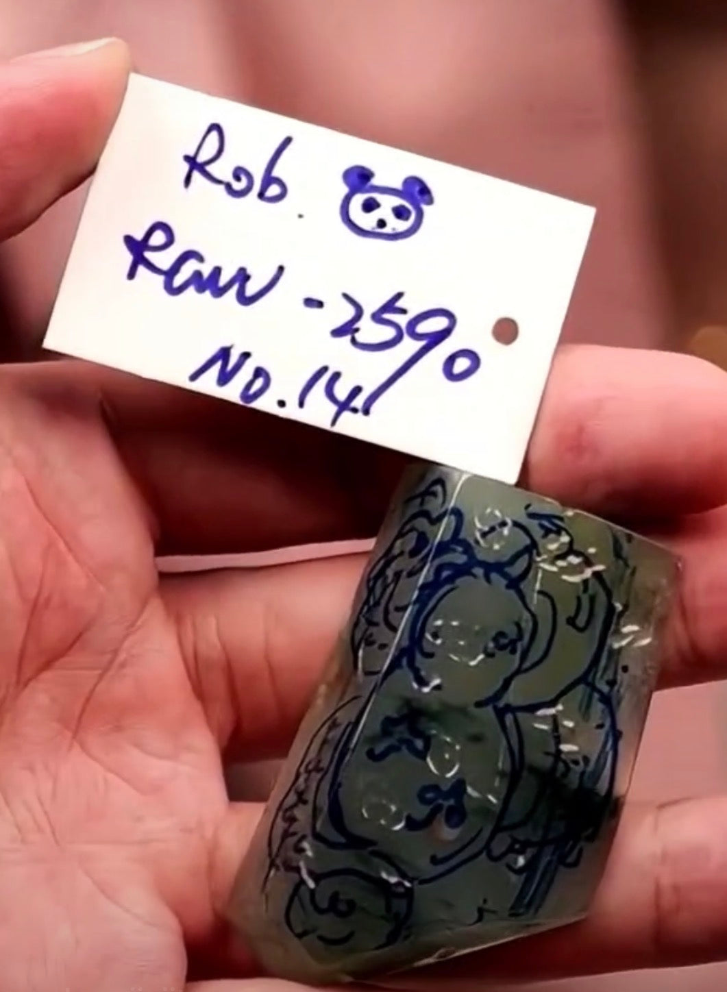 "Live" Icy Natural Blue Flowers Raw Jadeite Jade (10/08/26)