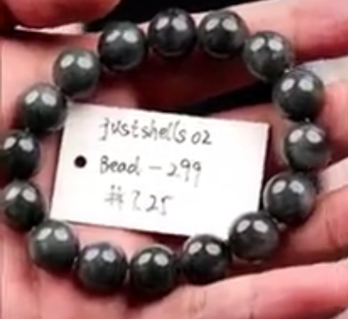 "Live" Natural Wuji W/ Grey Flowers Jadeite Jade Beaded Bracelet (10/10/26)