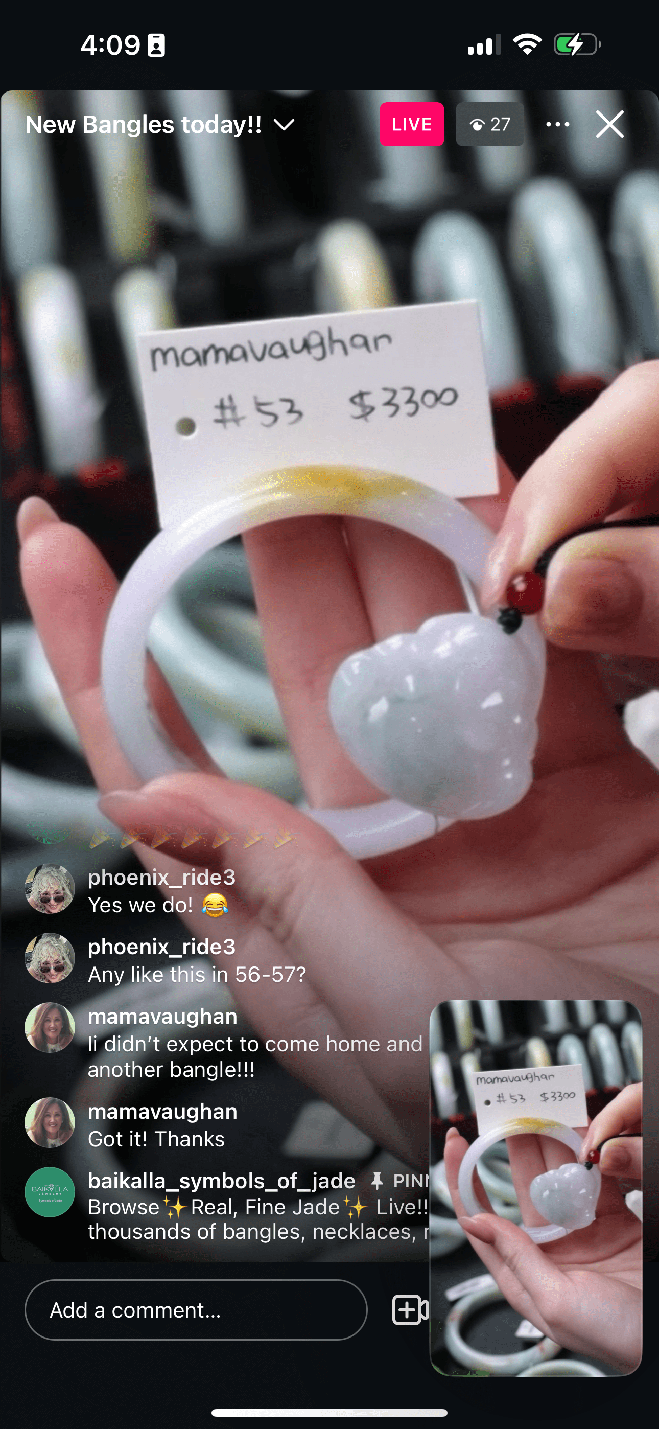 Baikalla IG Live "Lavender & Yellow Spots Natural Jadeite Jade Bangle" (Live Pick) (01/08/25)