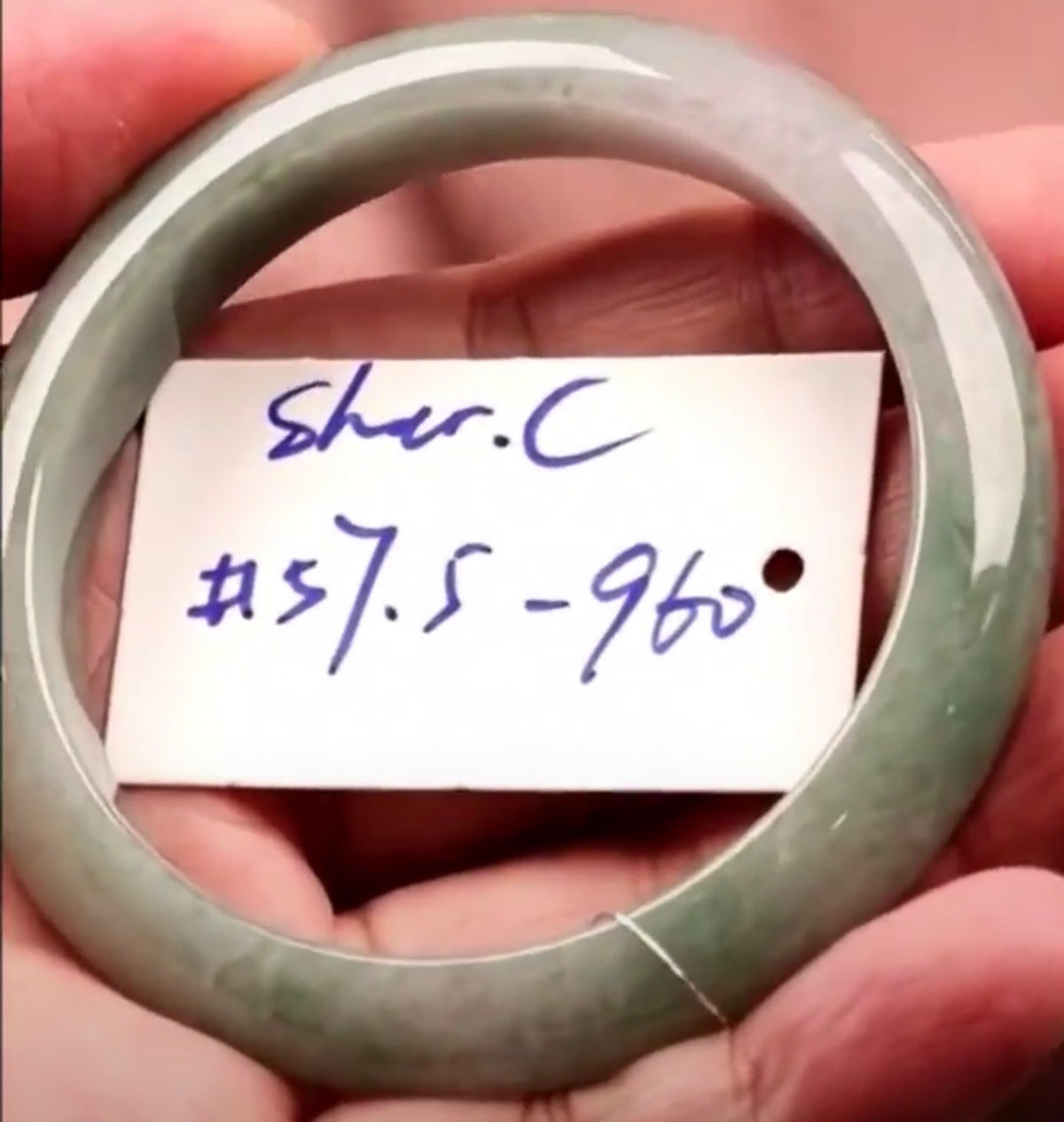 "Live" Natural Oil Green W/ Lavender Jadeite Jade Bangle (10/12/26)